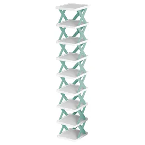 9Tier Narrow Entryway Shoe Rack Plastic Vertical Shoe Organizer Space Saving Free Standing Shoes Storage Shelf Closet Hallway