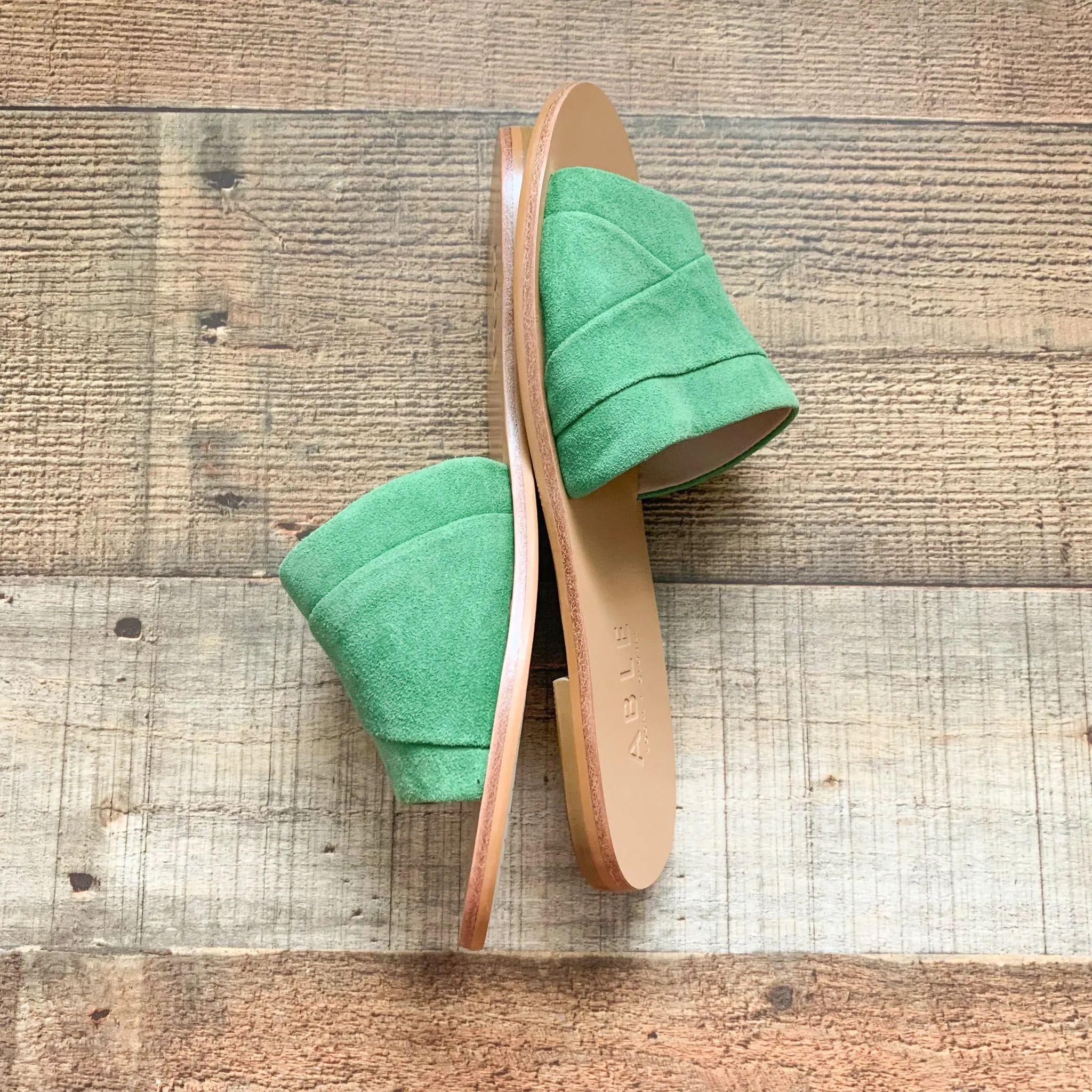 ABLE Green Suede Slip On Sandals NWOT- Size 6