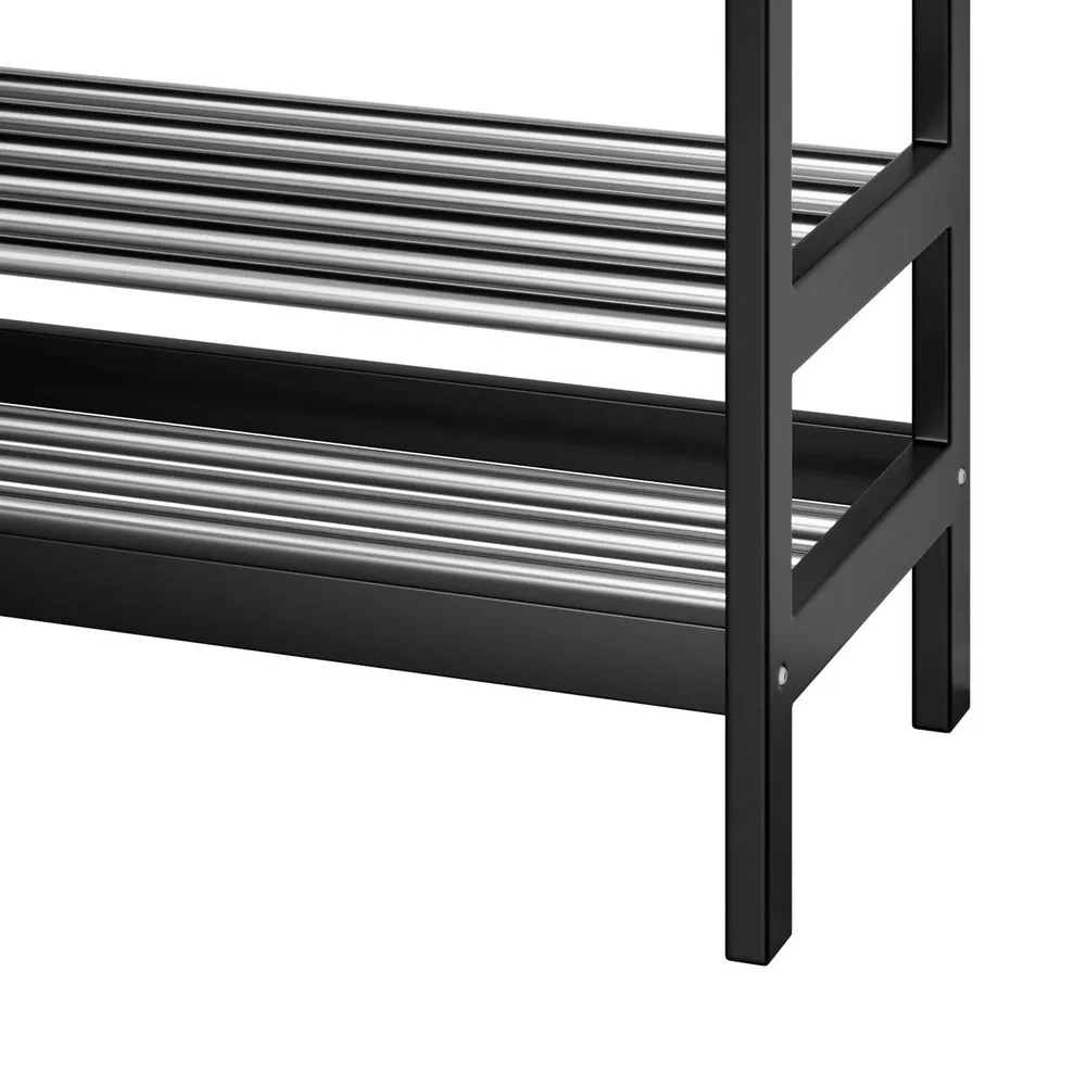 Bamboo Shoe Rack Bench, 2-Tier, 10 Pair, Black - Artiss