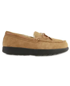 Branded men's comfort slippers made of natural suede with moccasins on Berber lining Isotoner , multi