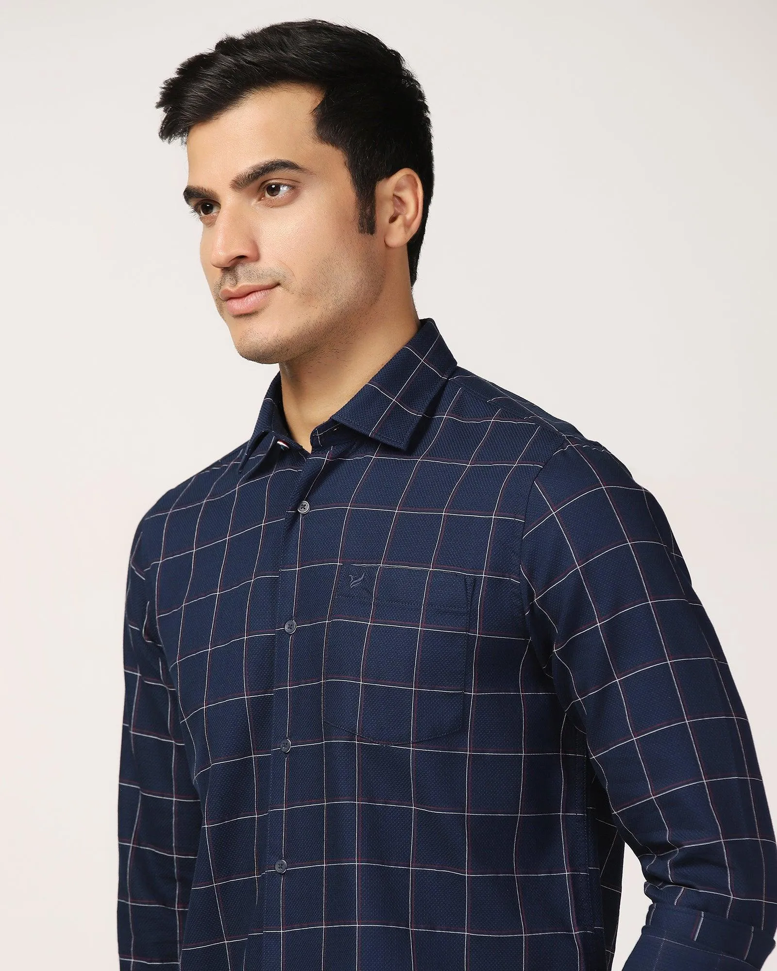 Casual Navy Check Shirt - Wilson