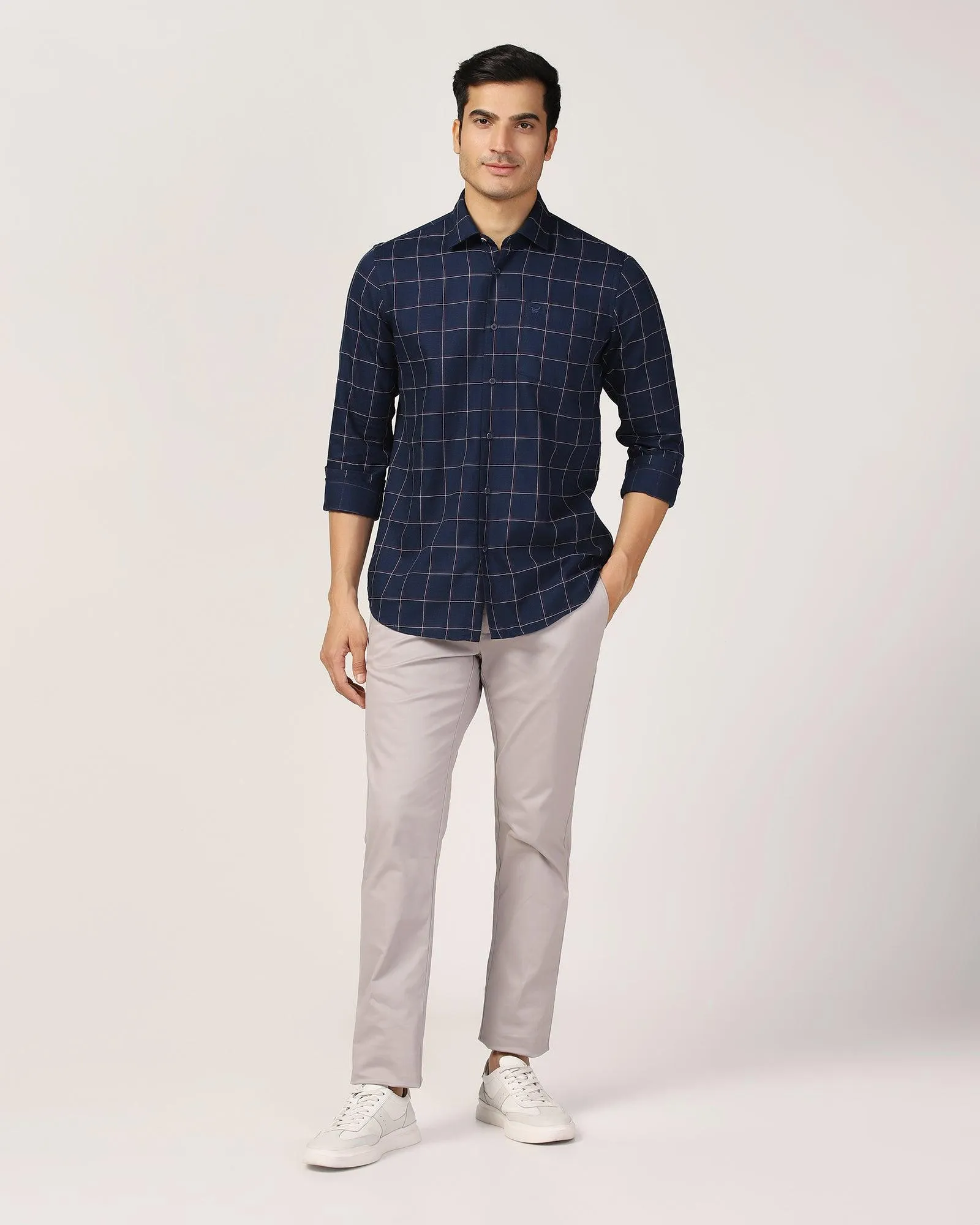 Casual Navy Check Shirt - Wilson