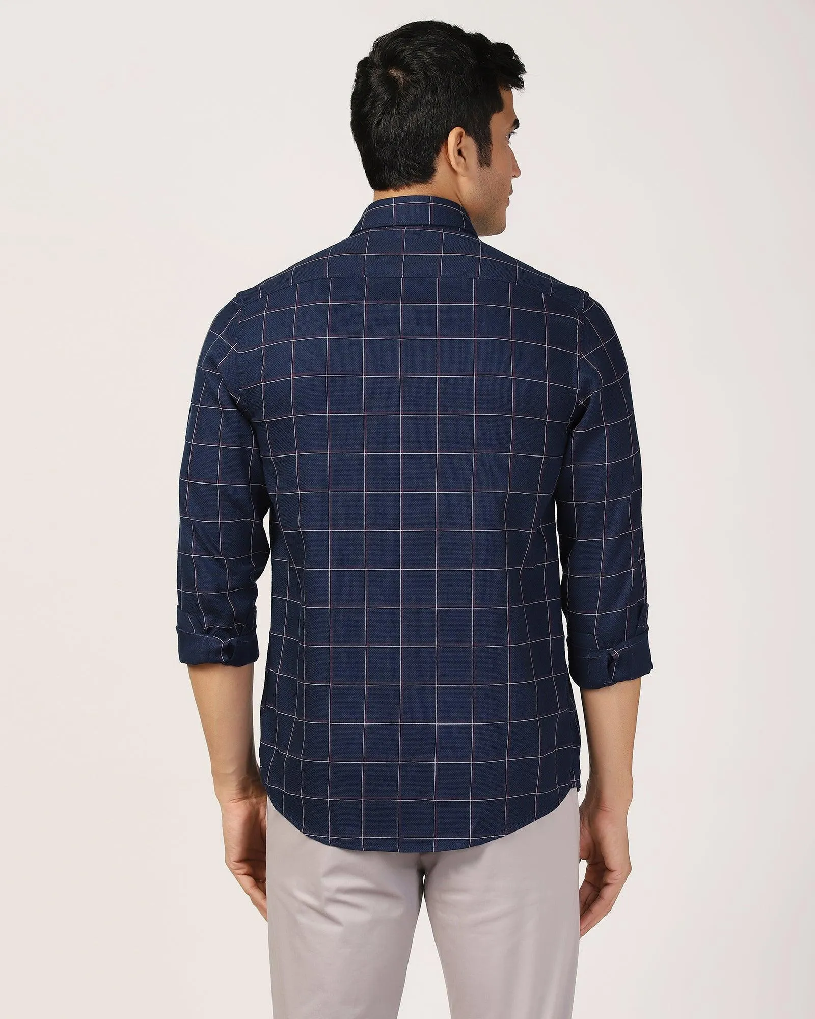 Casual Navy Check Shirt - Wilson