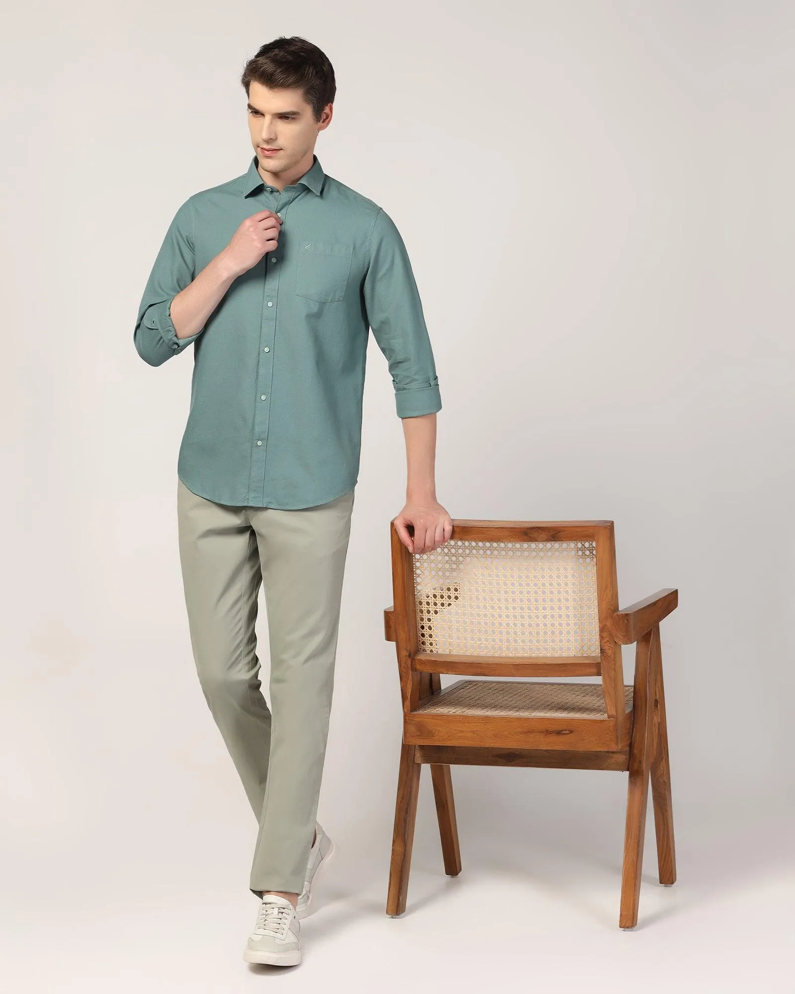 Casual Olive Textured Shirt - Colt