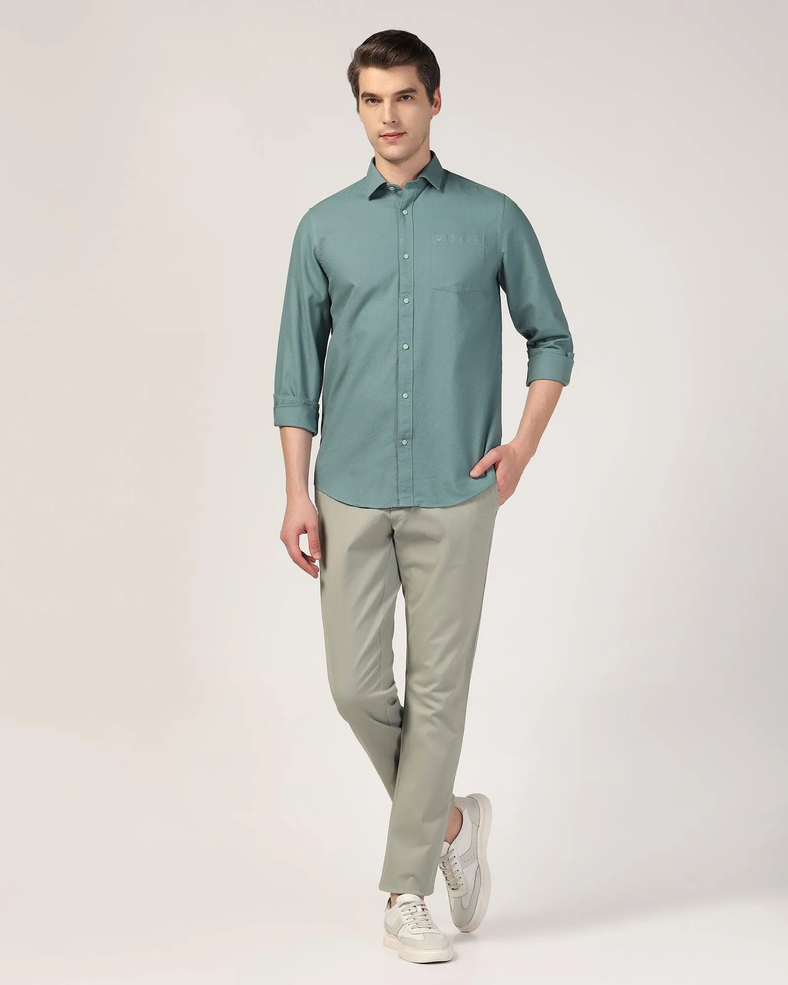 Casual Olive Textured Shirt - Colt