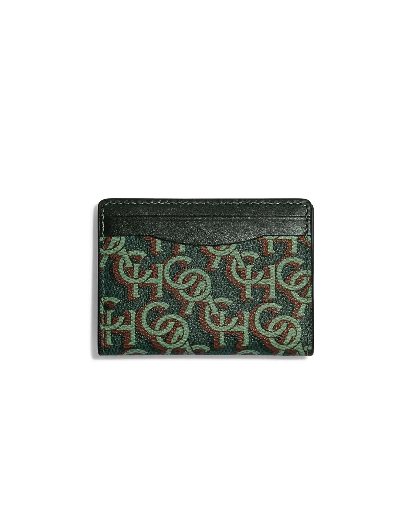 Coach Women's Amazon Green Magnetic Card Case With Coach Monogram Print