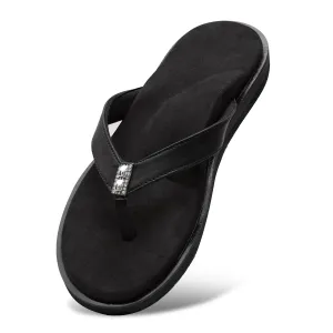 DIA ONE Orthopedic Sandal Rubber Sole MCP Insole Diabetic Footwear for Women (L.Cozy Black 3 Button Top Dia_77 Size 7-26 cm)