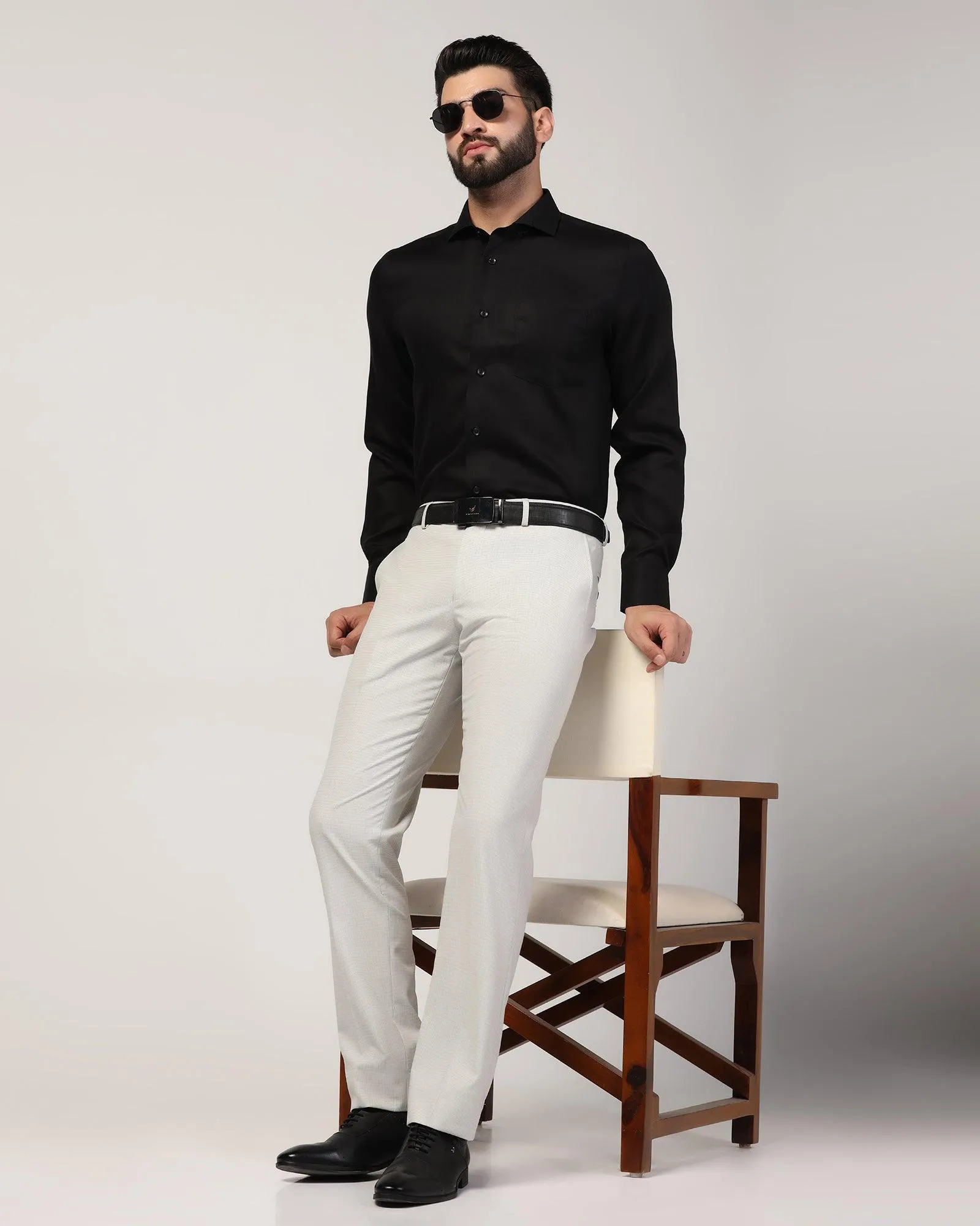 Formal Black Textured Shirt - Wager