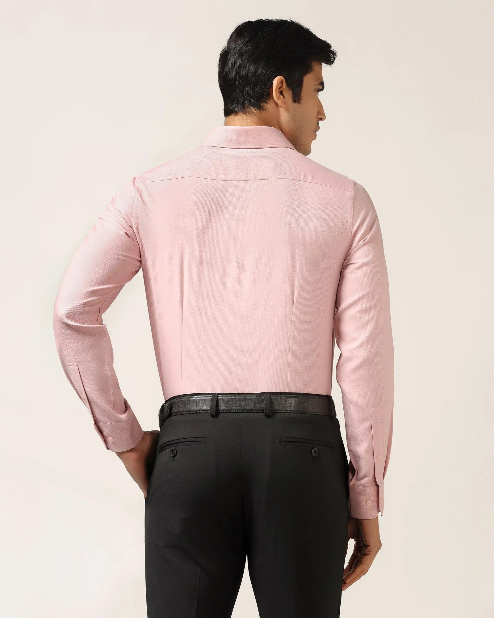 Formal Peach Textured Shirt - Stran