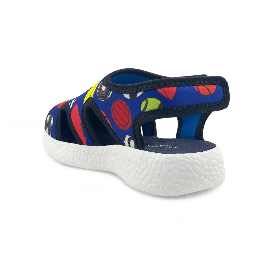 KazarMax Boys & Girls (Unisex) Balls Print Blue Lycra Sandal (Size : 32)