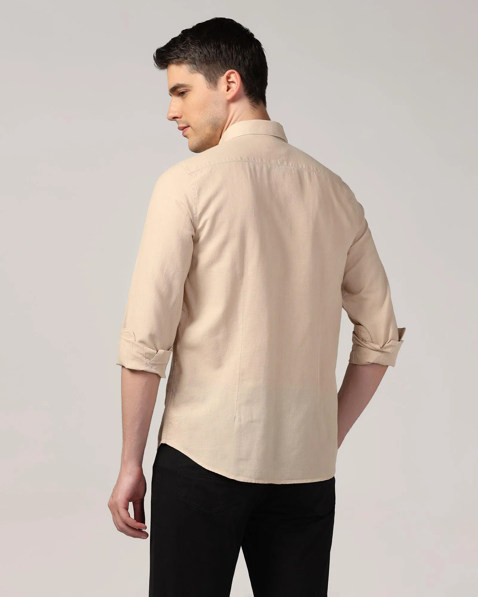 Linen Casual Natural Solid Shirt - Lang