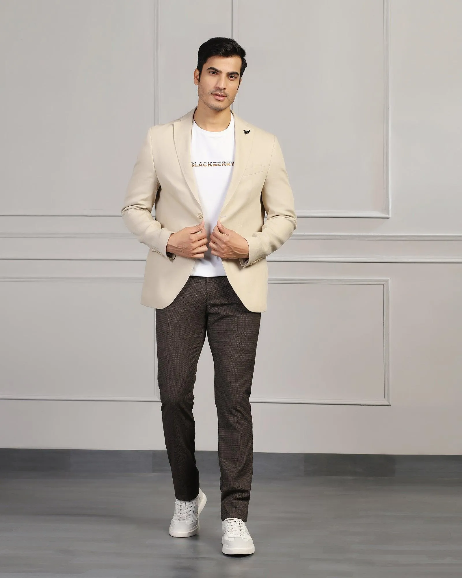 Linen Formal Natural Solid Blazer - Jonah