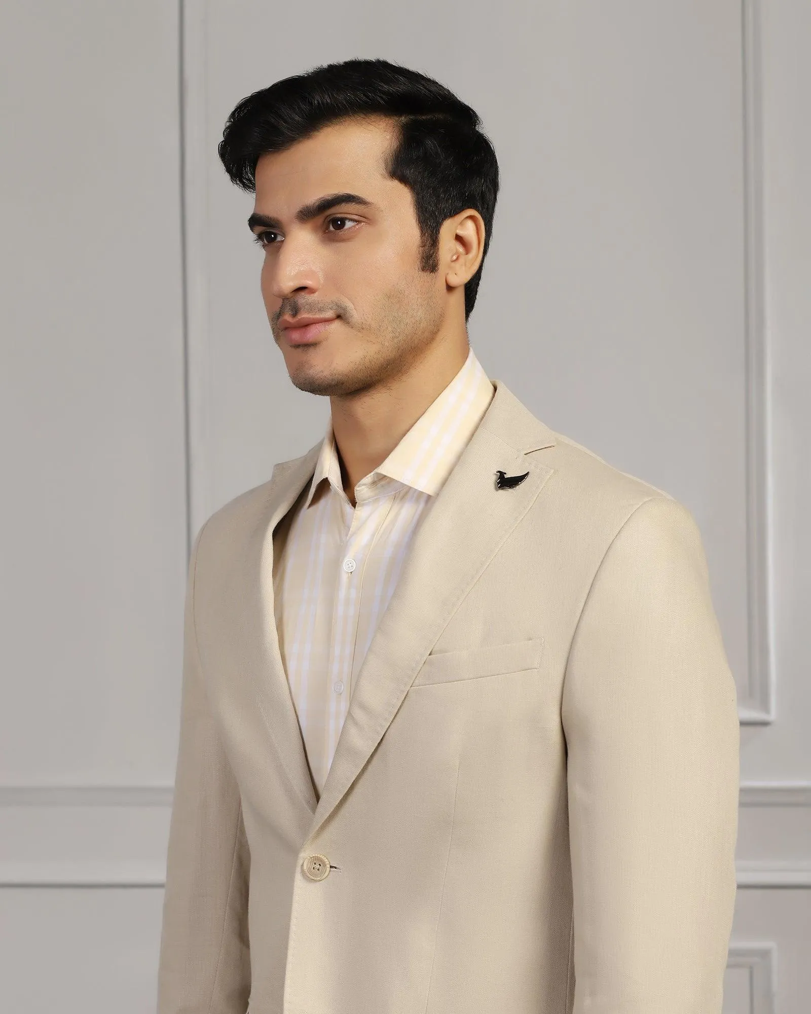 Linen Formal Natural Solid Blazer - Jonah