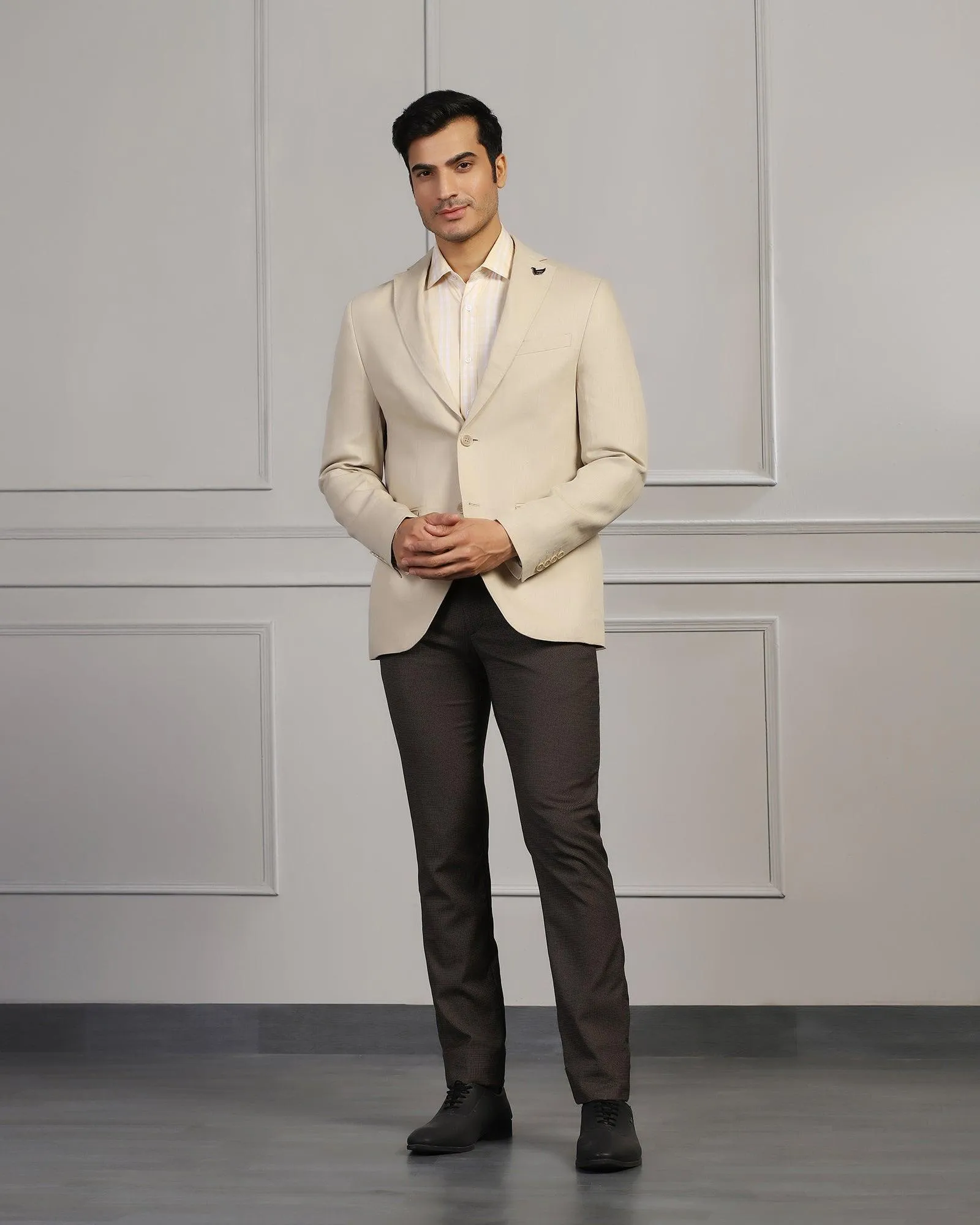 Linen Formal Natural Solid Blazer - Jonah