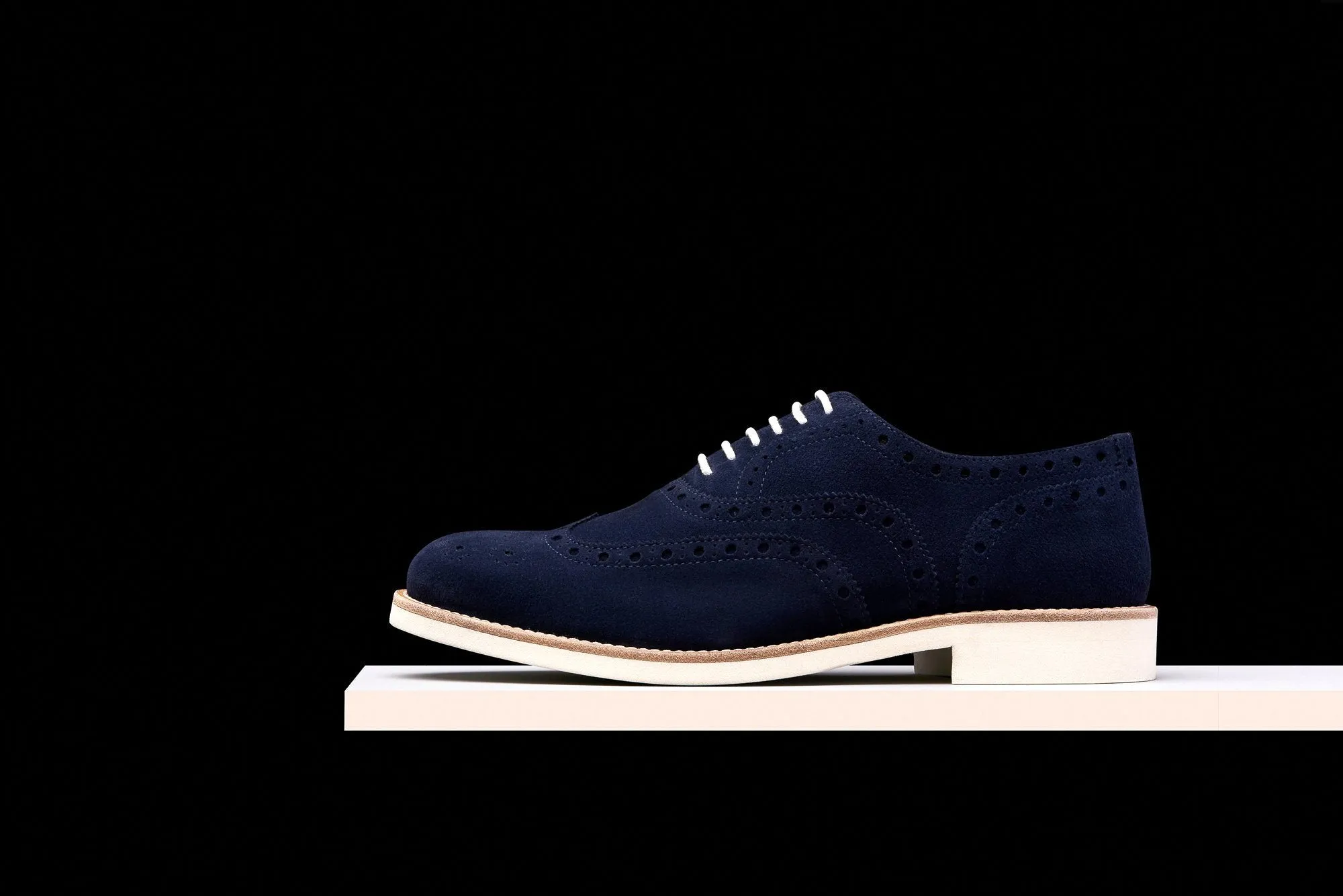 Mens Blue & White Suede Wingtip Dress Shoes