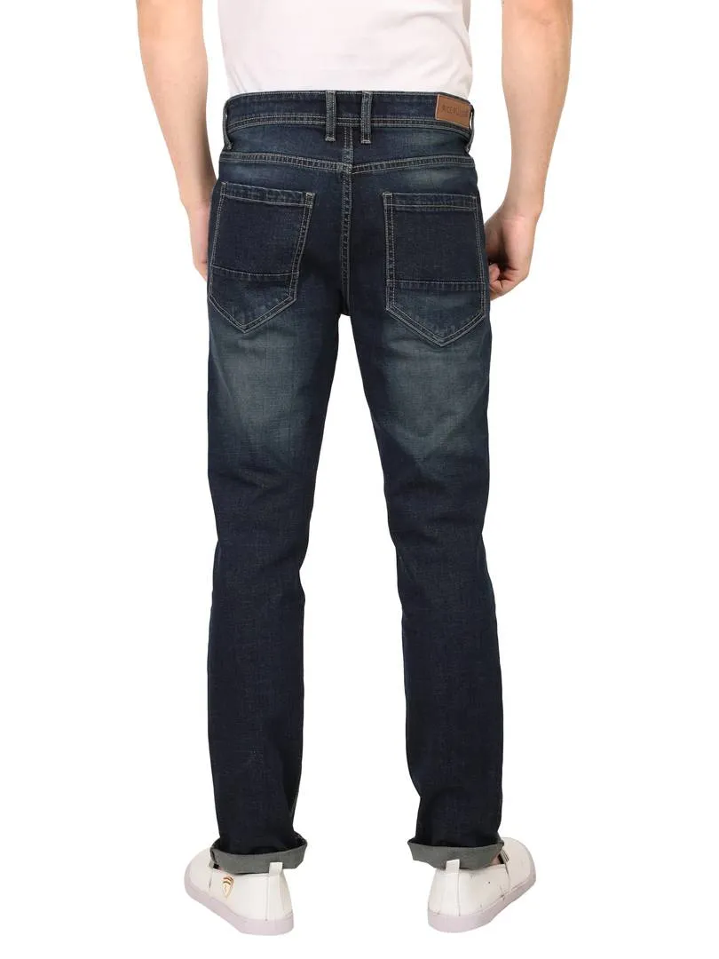 Men's Blue Denim Solid Relaxed Fit Mid-Rise Jeans