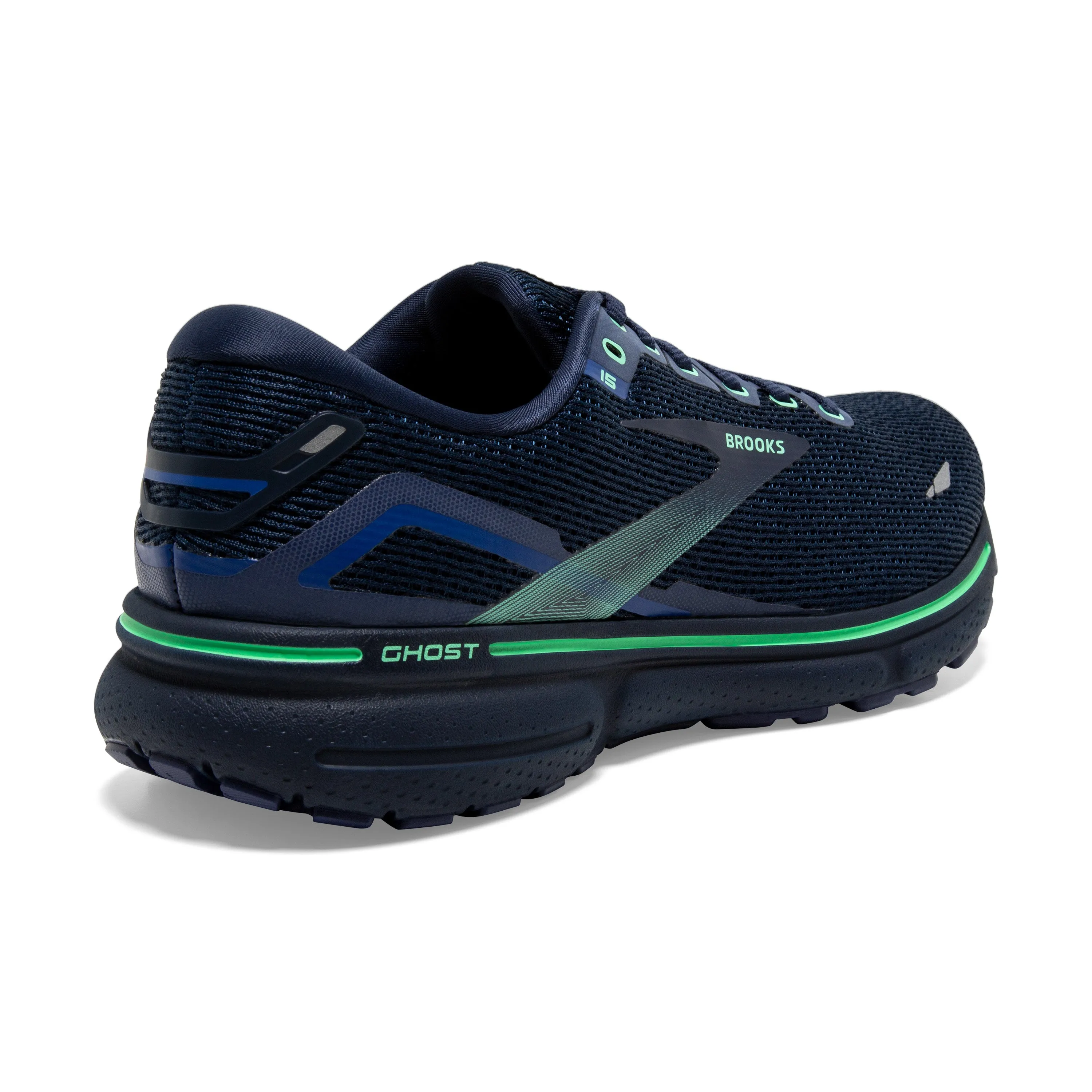 Men's Brooks Ghost 15 1103931D428 Color:  Crown Blue/Black/Green