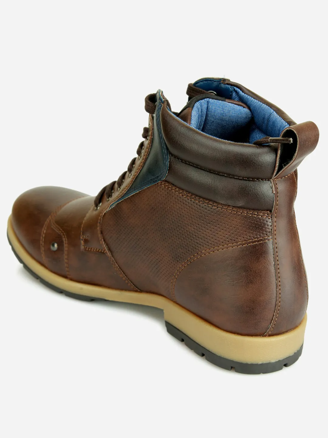 Men's Brown Round Toe High Top Boot (IX1036)