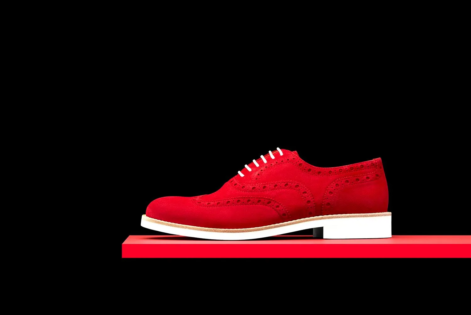 Mens Red Suede Wingtip Dress Shoes