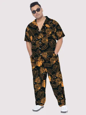 Palm Orange Leaves Plus Size Men's Co-ord Set