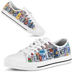 Science Teacher License Plates Low Top Shoes, Teacher Shoes, Low Top Sneakers