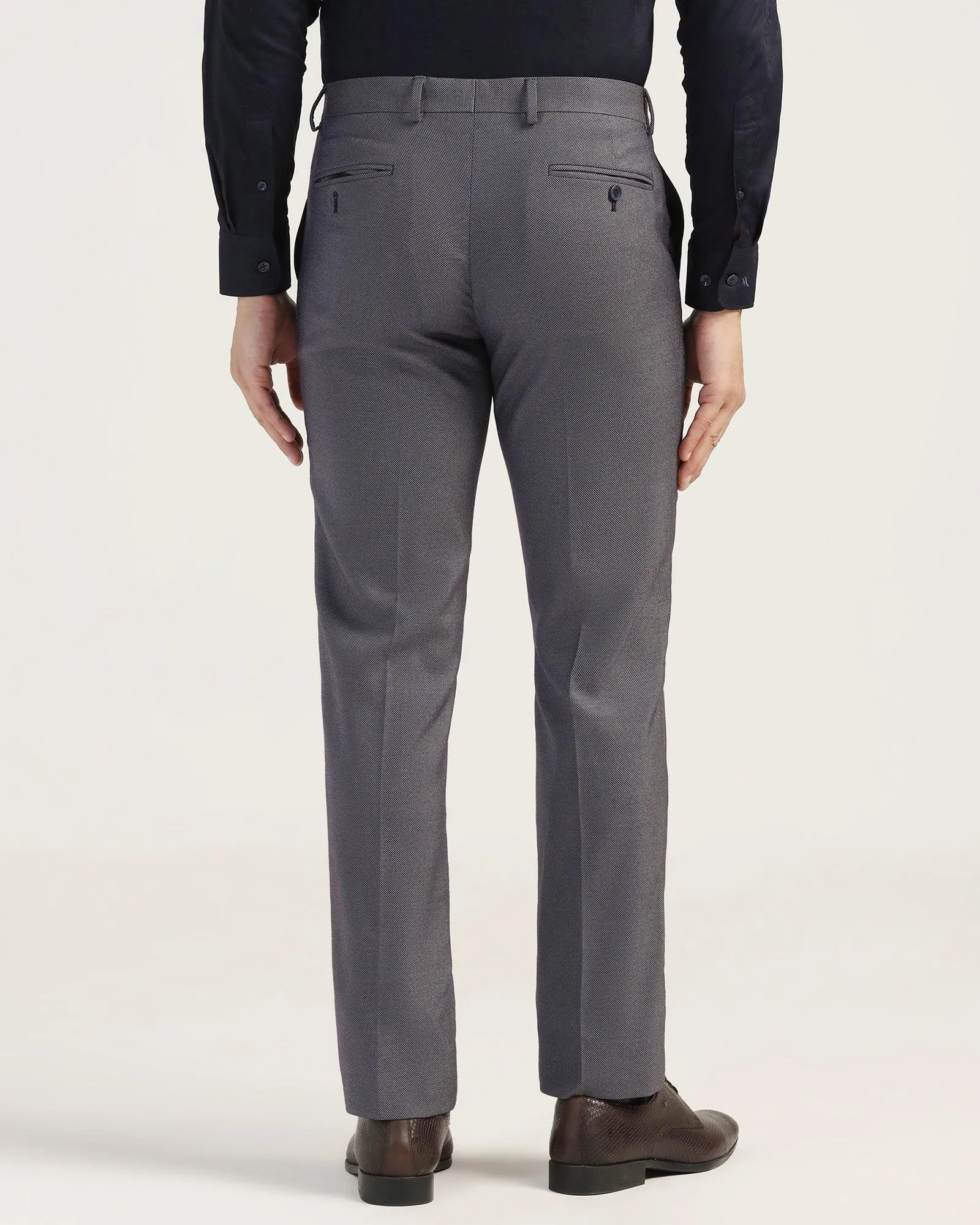 Slim Comfort B-95 Formal Blue Textured Trouser - Turismo