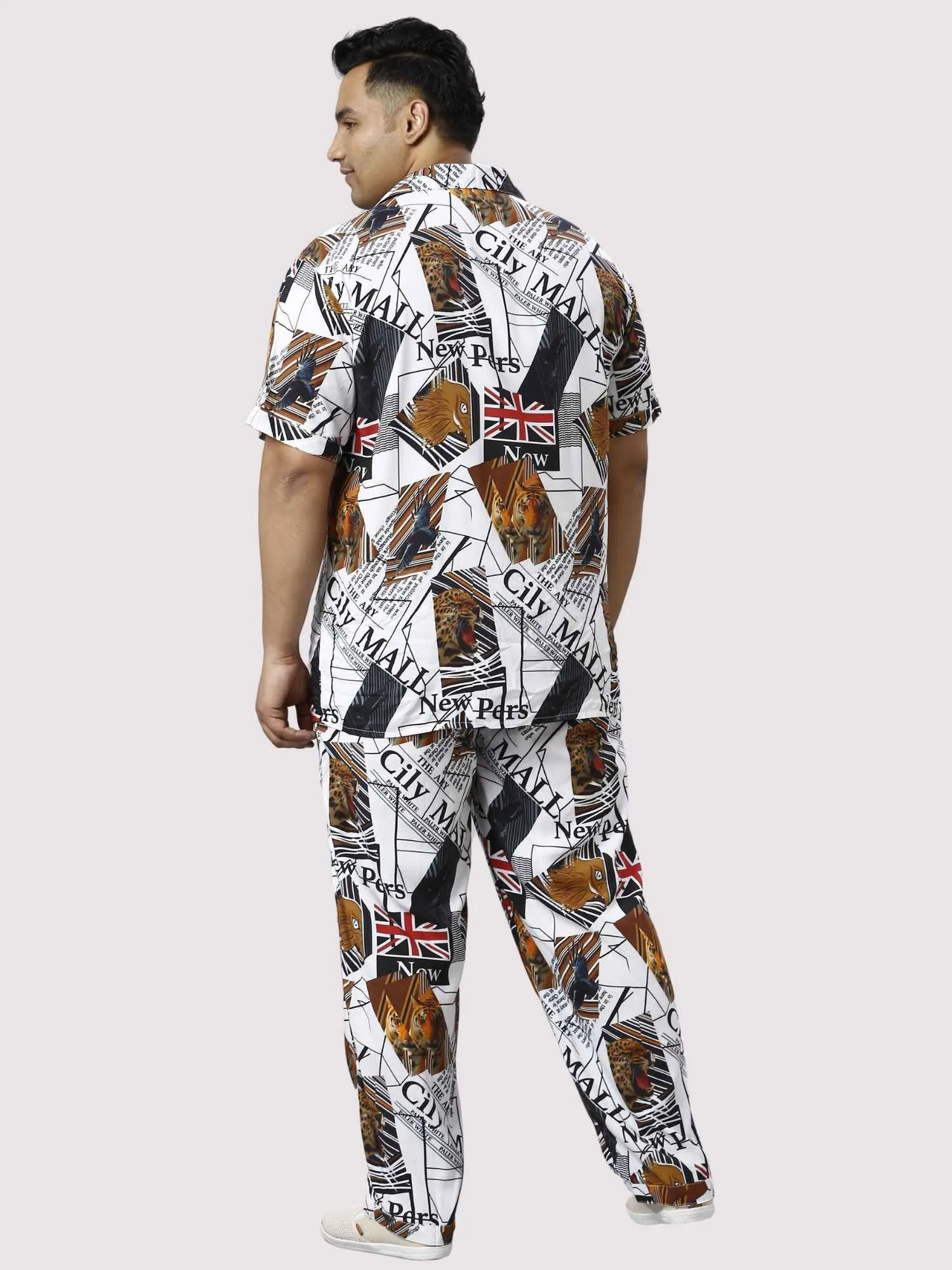 Wild Kingdom Digital Printed Full Co-ords Set Men's Plus Size