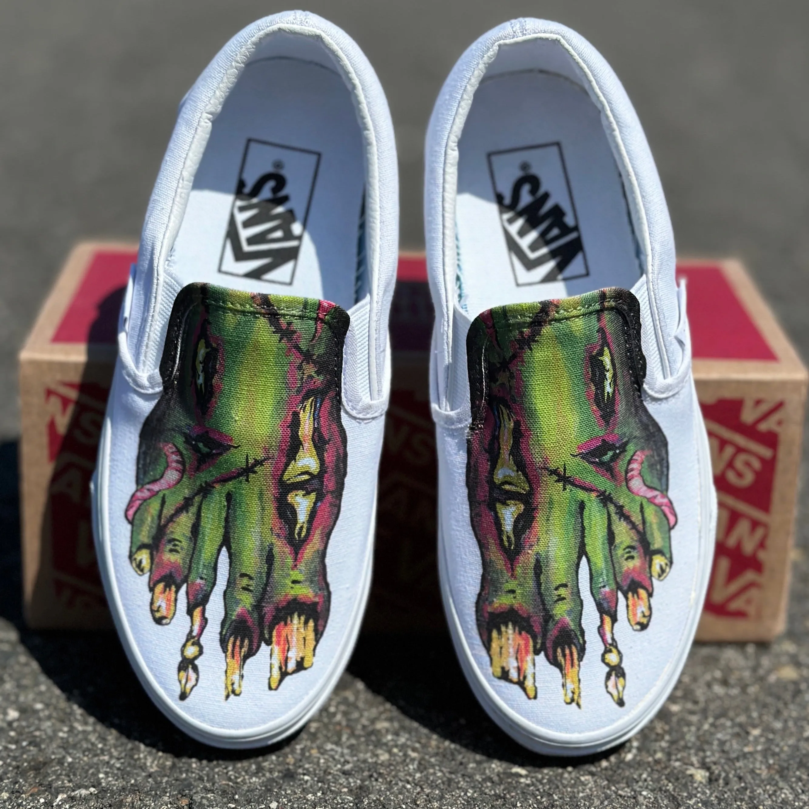 Zombie Feet - Custom Slip Ons White