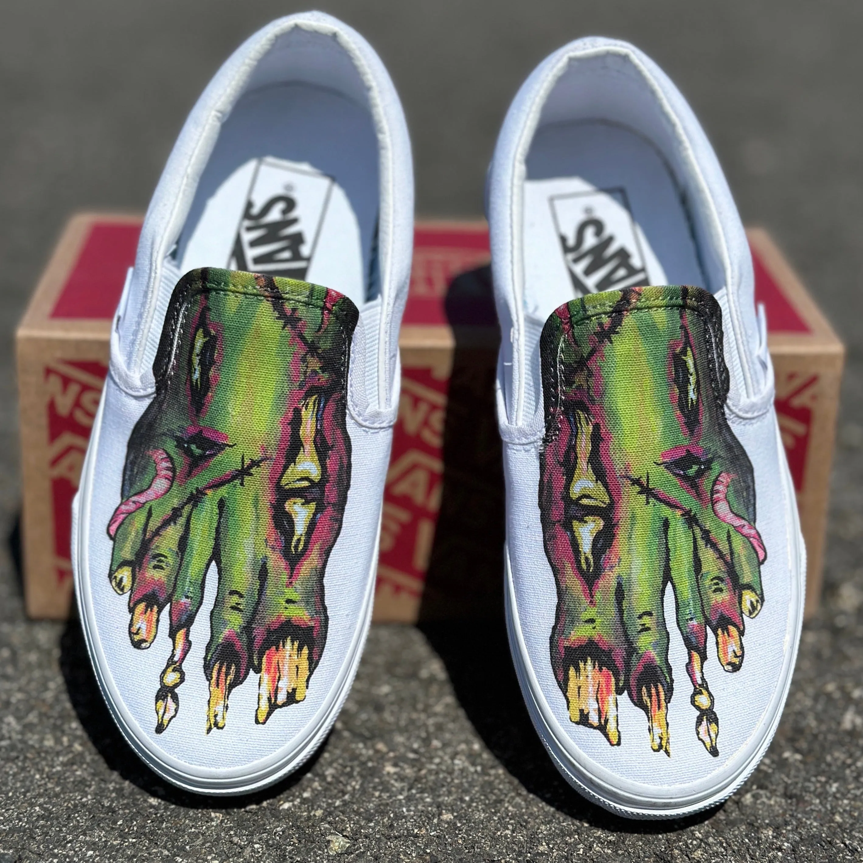 Zombie Feet - Custom Slip Ons White