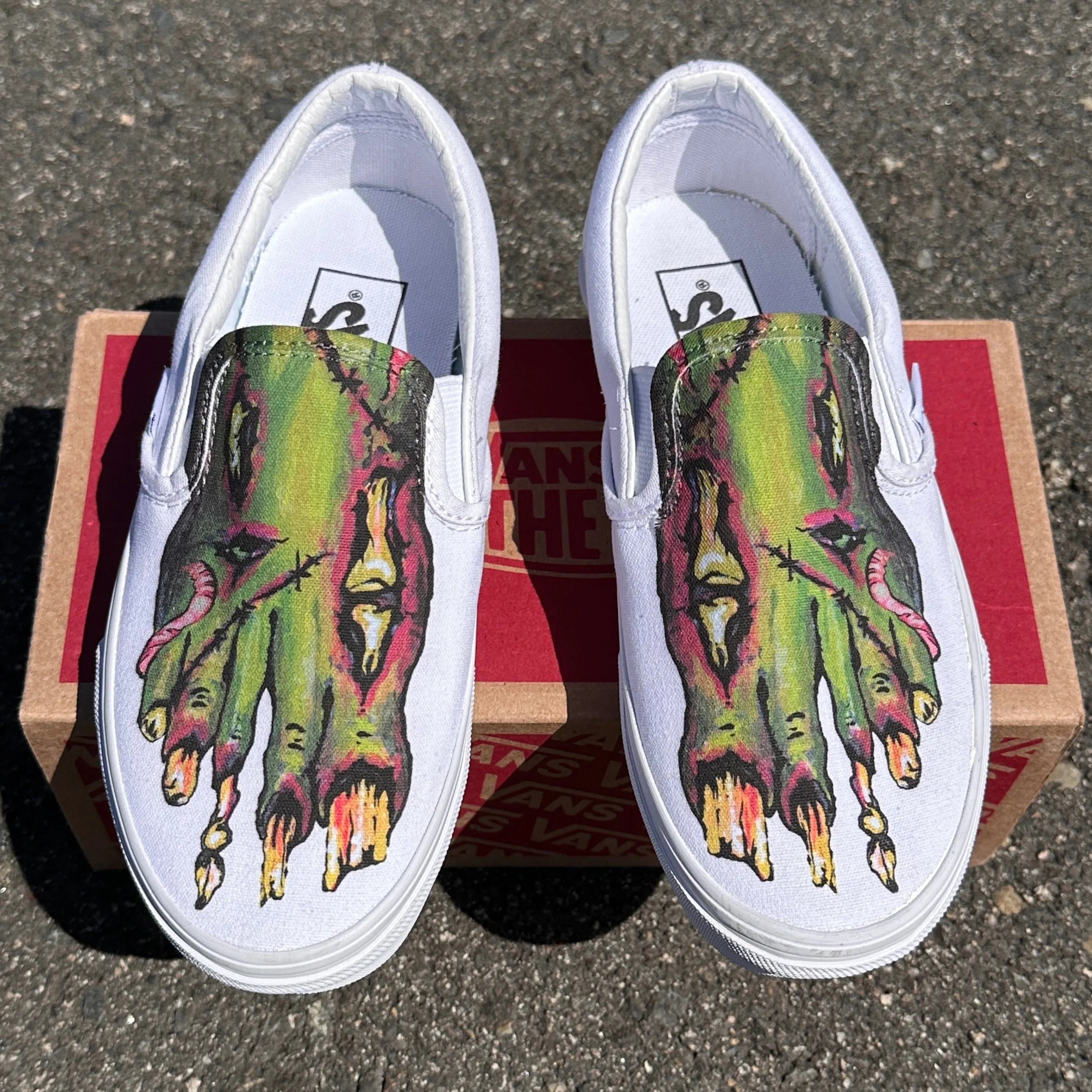 Zombie Feet - Custom Slip Ons White