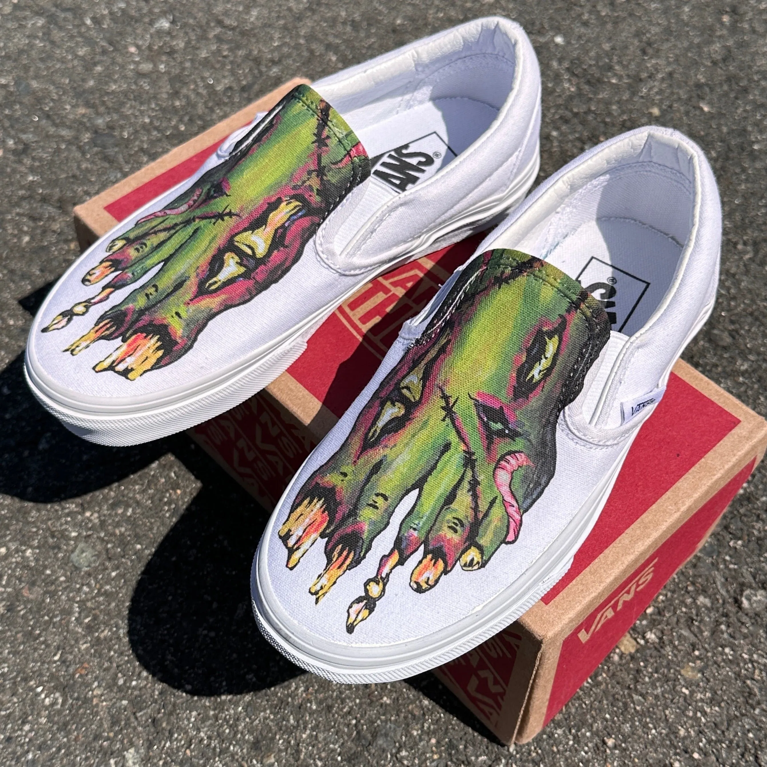 Zombie Feet - Custom Slip Ons White